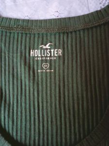 Hollister Olive Green Ribbed Button-Down Top