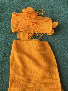 Wool/crochet  Material Dress With Flowers