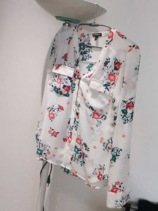 ColourfulWhite Shirt With Overall Flower Prints