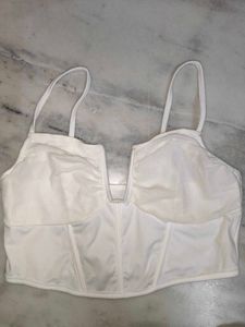 White V-Neck Crop Top