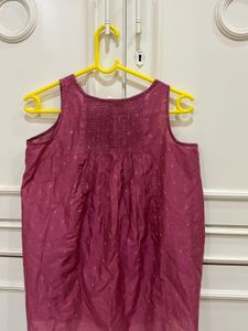 Pink Sleeveless Ethnic Top With Inner