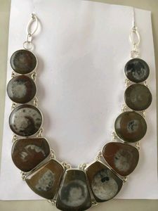 92.5 Sterling Silver Unique Stone Necklace