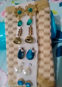 Combo Of 5 earrings And Jute clutch