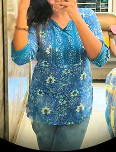Blue Floral Short Kurta 💙🫶