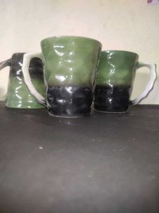 Green Ceramic Mugs (Set of 4)