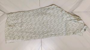 Off White,Green Design Printed Cotton Semiformal