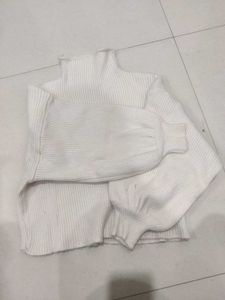 Cozy White Knit Turtleneck Sweater