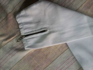 Black Top &amp; White Zipper Pants Set