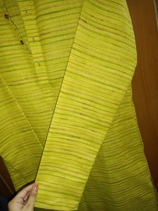 (Men&#39;s) Lemon Colour Coller Kurta With White Pajam