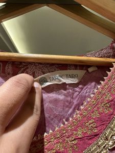 Peach Pink Anarkali Suit With Kota Doriya Dhupatta