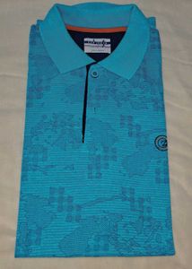 Stylish Blue Patterned Polo Shirt