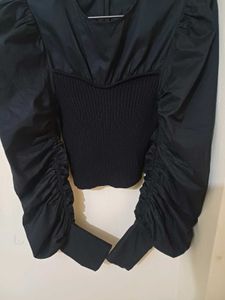 Zara Black Puff Sleeve Top