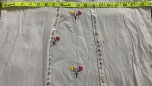 Elegant Pure Cotton White Embroidered Long Kurta