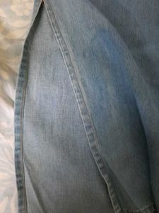 Light Wash Wide Leg Jeans With A Slit