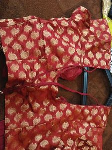 Red &amp; Gold Brocade Blouse