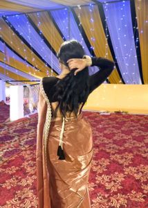 Customised Glossy Organza Saree Copper Colored