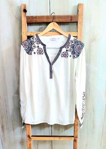 Offwhite Embroidery Work Cotton Top Size-42-XL