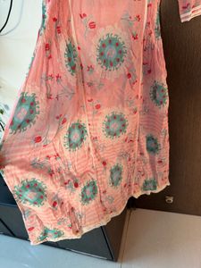 W | Floor Length Floral Pink Kurta