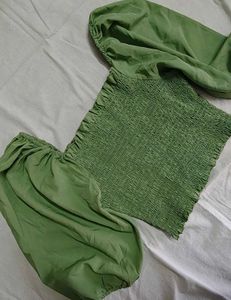 Green Smocked Top
