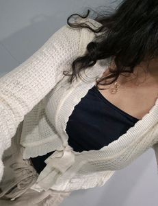 White Ribbed cardigan