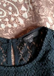 Black Lace Detail Off Shoulder Top