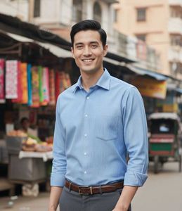 Blue Striped Formal Shirt, Johns Miller