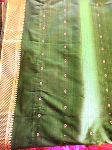 Green Colour Saree With Gold Border