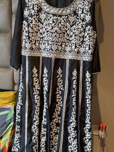 Black &amp; White Embroidered Kurti