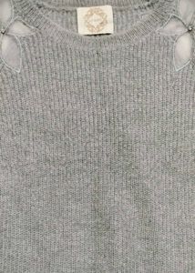 Gray Floral Shoulder Sweater