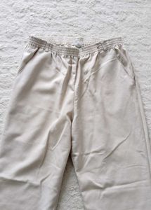 Beige Elastic Waist Pants