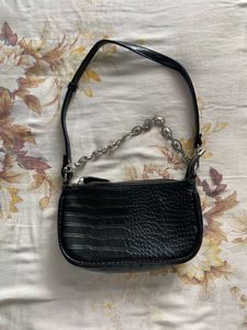 Black Glossy Y2k Baguette Bag
