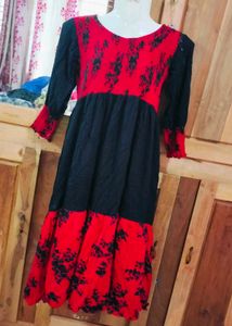 Red & Black Midi Dress