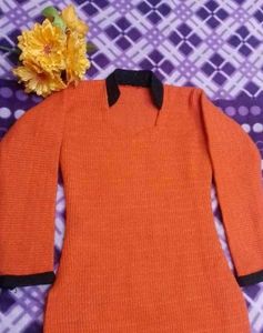 Orange Garam winter kurti