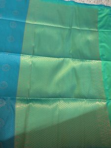 Blue n Green Semi Silk Saree