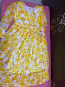 Beautiful yellow printed, Anarkali dress