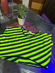 Striped Black and Neon Yellow Top