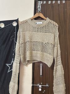 Crochet Knit Crop Top Sweater
