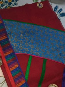 2 Combo Heavy Designer Fancy Kota Red Saree