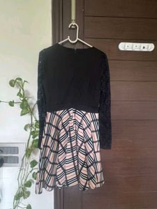Plaid &amp; Lace Mini Dress