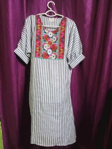 Striped Embroidered Dress