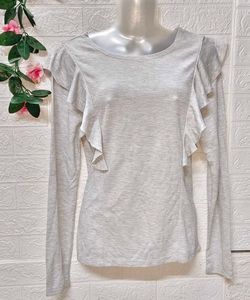 🎁Buy 2 Get 1 Free 🎁Gray Ruffle Long Sleeve Top