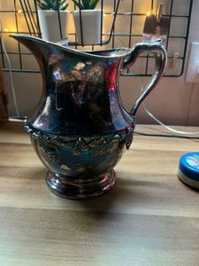 Vintage LB Silver Silverplate Water Pitcher- Grape