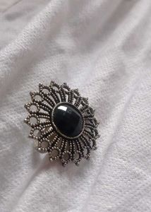 Vintage Style Brooch - Black Stone Center