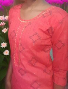 Peach diamond pattern kurta