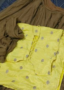 yellow and brown sharara Set