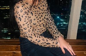 Trending Leopard Print Sheer sparkle Top