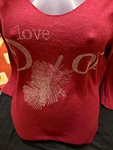 Love Feather Embellished Top