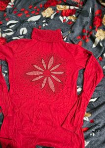 Red Turtleneck Top