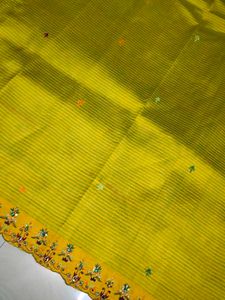 Yellow Embroidered Pure Silk Saree💛