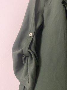 Olive Green Ruffle Blouse